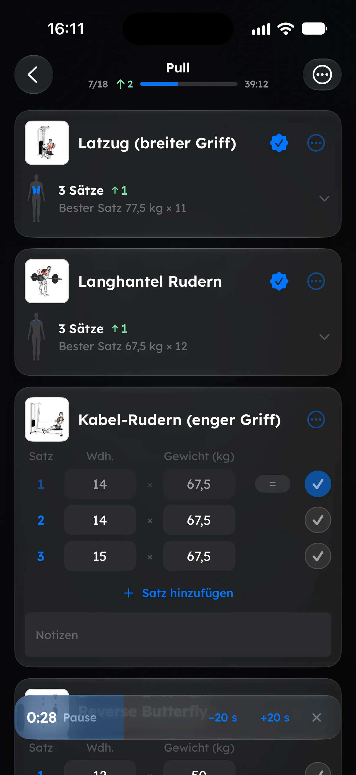 Live-Workout-Tracking in Fitaino